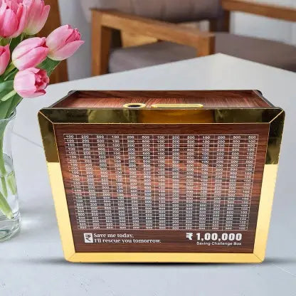 Money Savings Box for all 1,00,000, Wooden Piggy Bank for Girls & Boys Kids, 1 lakh Gullak for Adults, Coin Cash Box kiddy Bank, (100000 Capacity)
